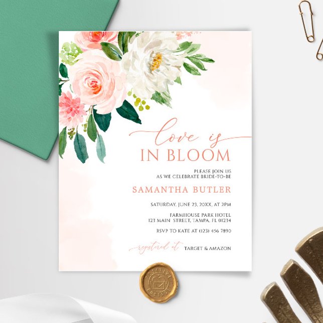 Love is in Bloom Blush Bridal Shower Invitation (Creator Uploaded)