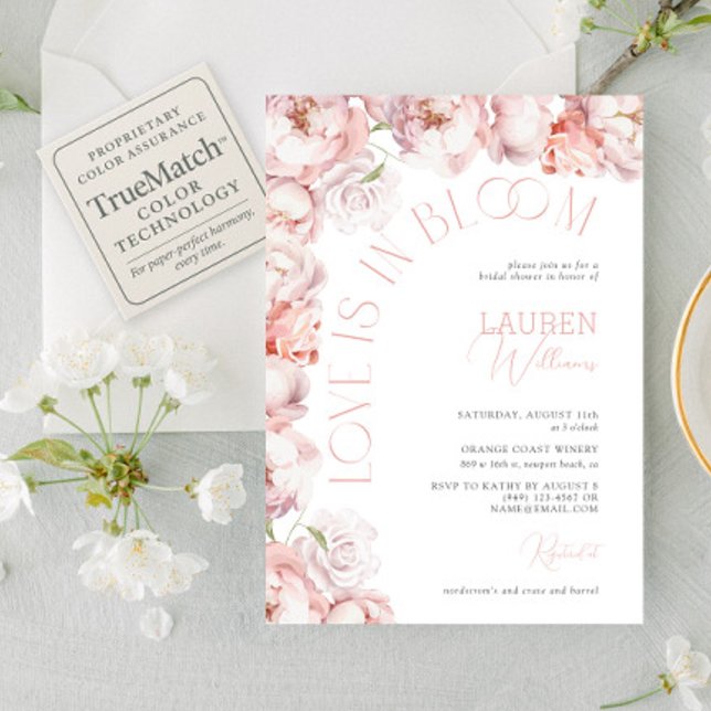 Love is in Bloom Blush Pink Floral Bridal Shower Invitation (Creator Uploaded)
