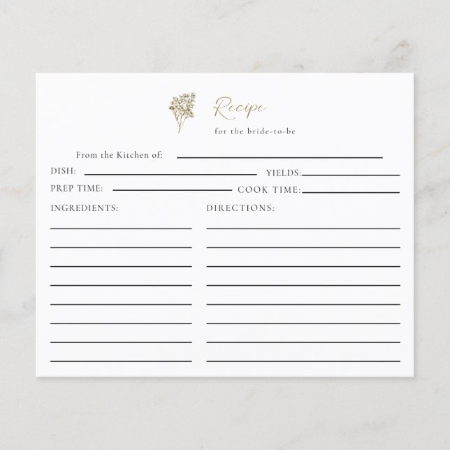 Love is in Bloom Boho Bridal Shower Recipe Floral (Front)