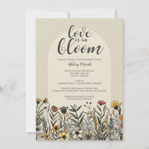 Love is in Bloom - Boho Flowers Bridal Shower Invitation