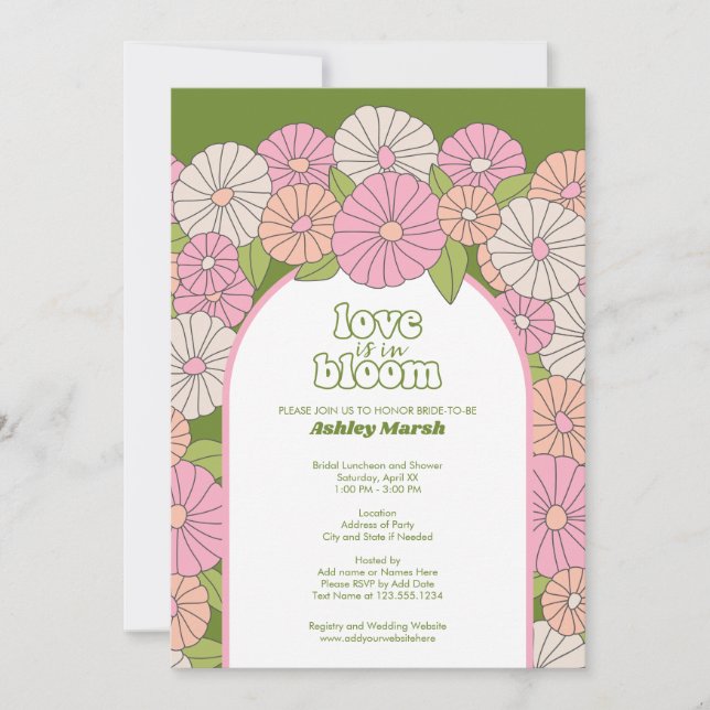 Love is in Bloom - Boho Flowers Bridal Shower Invitation (Front)