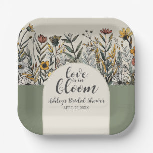 Love is in Bloom - Boho Flowers Bridal Shower Paper Plate