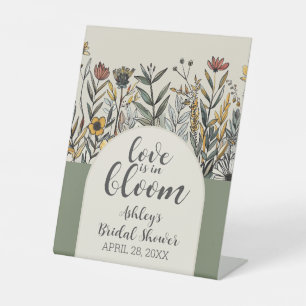 Love is in Bloom - Boho Flowers Bridal Shower Pedestal Sign