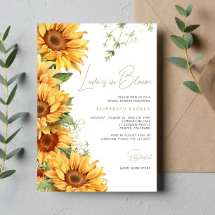 Love is in Bloom boho sunflower bridal shower Invitation