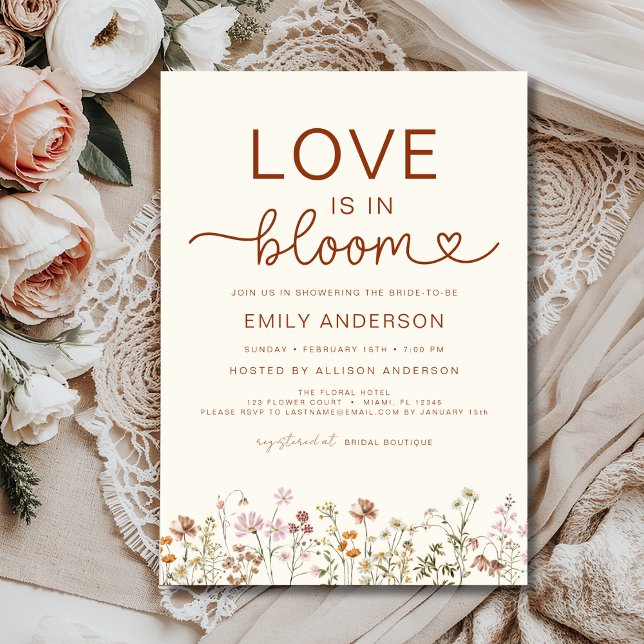 Love is in Bloom Boho Wildflower Bridal Shower Invitation (Creator Uploaded)