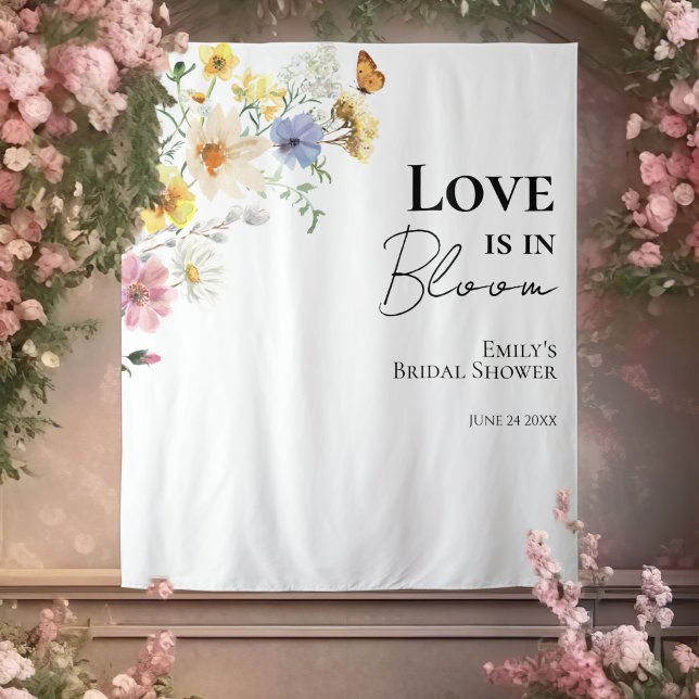 Love is in Bloom | Bridal Shower Backdrop Tapestry (Creator Uploaded)