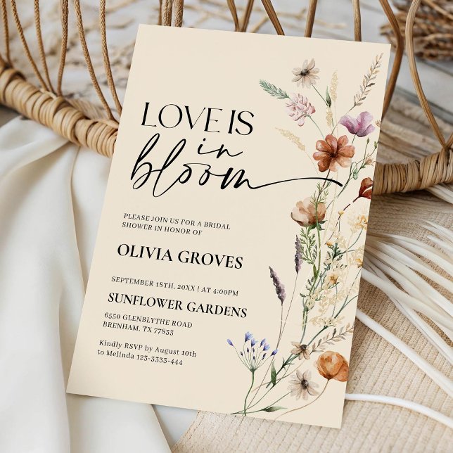 Love Is in Bloom Bridal Shower Beige Rustic Invitation (Creator Uploaded)