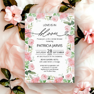 Love Is In Bloom Bridal Shower Blush Floral Invitation
