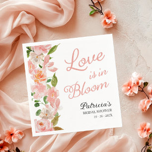 Love Is In Bloom Bridal Shower Blush Floral Napkin
