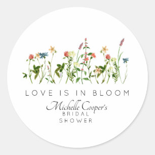 Love is in Bloom Bridal Shower Classic Round Sticker