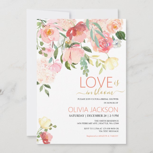 love is in Bloom Bridal Shower invitation (Front)