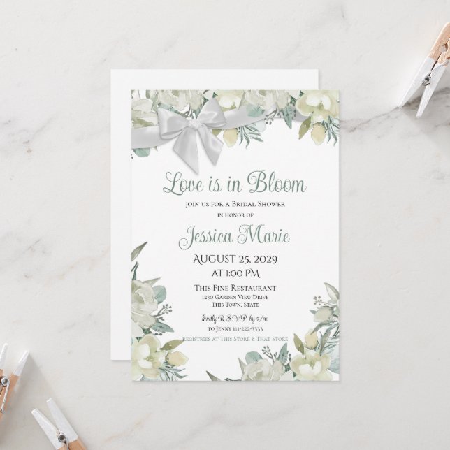 Love is in Bloom Bridal Shower Invitation (Front/Back In Situ)
