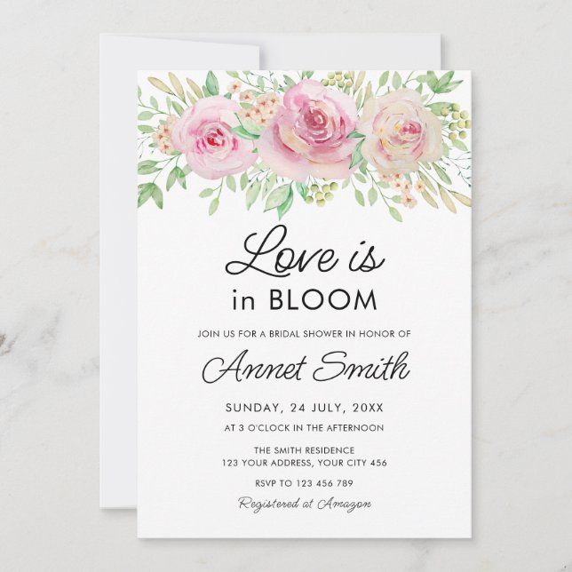 Love is in Bloom Bridal Shower Invitation (Front)