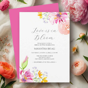 Love is in Bloom Bridal Shower Invitations Pink