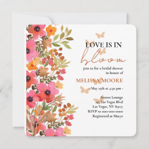 Love Is In Bloom Bridal Shower Pinks Peach Florals Invitation