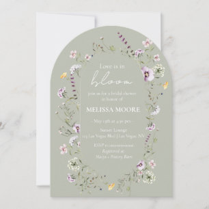 Love Is In Bloom Bridal Shower Sage Green Arch Invitation