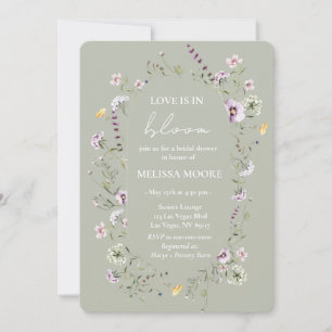 Love Is In Bloom Bridal Shower Sage Green Invitation