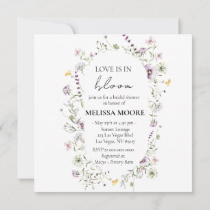 Love Is In Bloom Bridal Shower Square Invitation