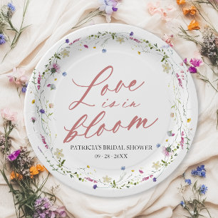 Love Is In Bloom Bridal Shower Wildflower Paper Plate