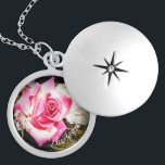 Love is in Bloom Bridesmaid Gift Locket Necklace<br><div class="desc">Design features close-up image of a pink rose in full bloom. Encircling image is the customisable text,  "Bridesmaid." Designed to coordinate with the "Love is in Bloom Wedding Suite."</div>