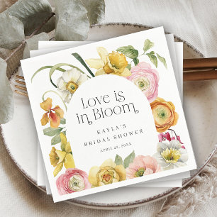 Love is in Bloom Bright Floral Bridal Shower Napkin