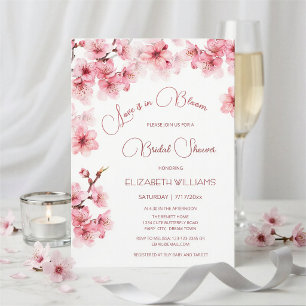 Love Is In Bloom Cherry Blossom Bridal Shower Invitation