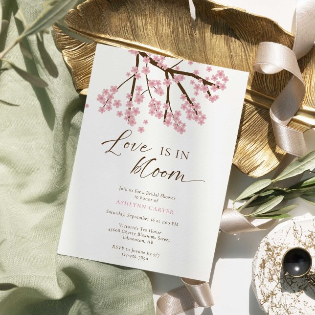 Love is in Bloom Cherry Blossoms Bridal Shower Invitation (Creator Uploaded)