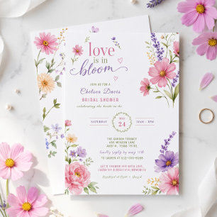 Love Is In Bloom Chic Floral Pink Custom Invitation