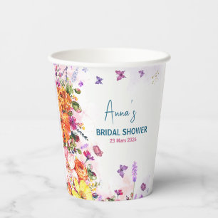 love is in bloom colorful wildflower bridal shower paper cups