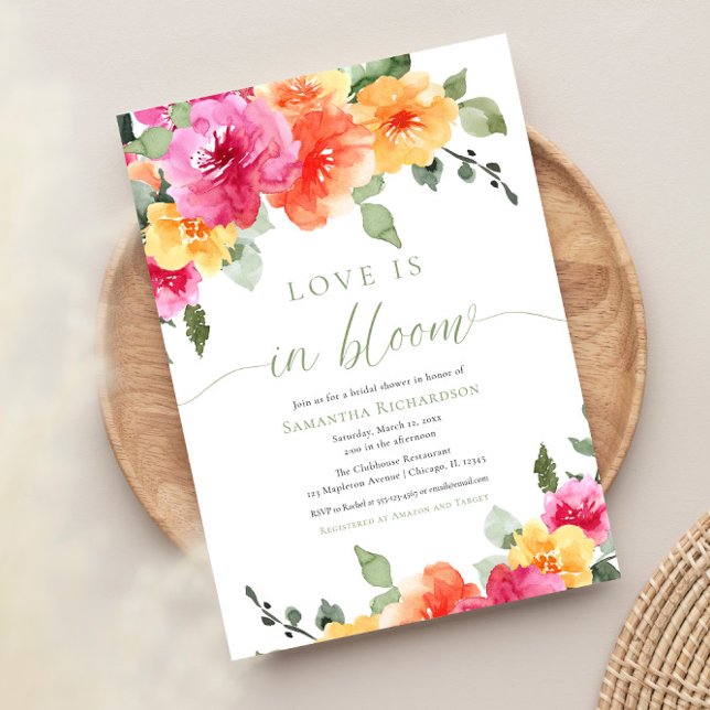 Love is in bloom colourful spring bridal shower invitation (Creator Uploaded)