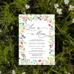 Love is in Bloom Colourful Wildflower Bridal Showe Invitation