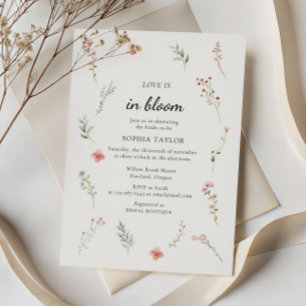 Love Is in Bloom Delicate Floral Bridal Shower Invitation