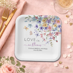 Love is in Bloom Dragonflies Bridal Shower Paper Plate