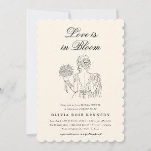 Love is in Bloom Elegant Illustrated Bridal Shower Invitation