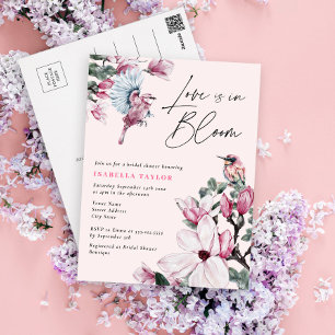 Love Is In Bloom Floral Birds Budget Bridal Shower Invitation Postcard