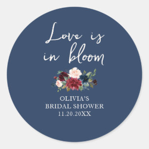 Love is in Bloom Floral Bridal Shower Classic Round Sticker