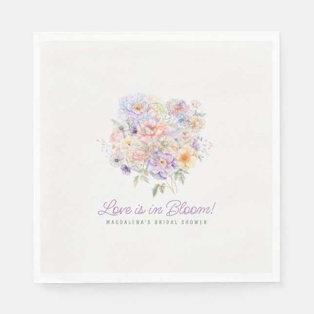 Love is in Bloom Floral Bridal Shower Custom Napkin (Front)