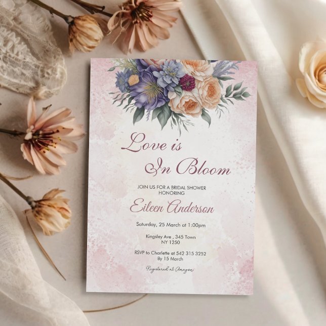 Love is In Bloom Floral Bridal Shower invitation (Love is in Bloom Floral Bridal Shower Invite)