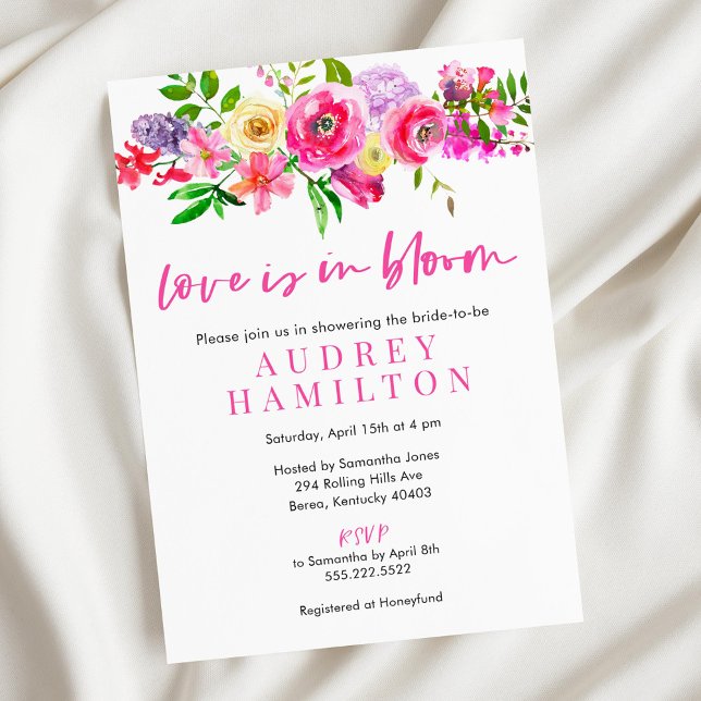 Love Is In Bloom Floral Bridal Shower Invitations (Creator Uploaded)