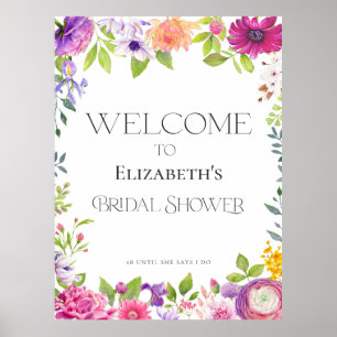 Love is in Bloom Floral Bridal Shower Welcome Sign