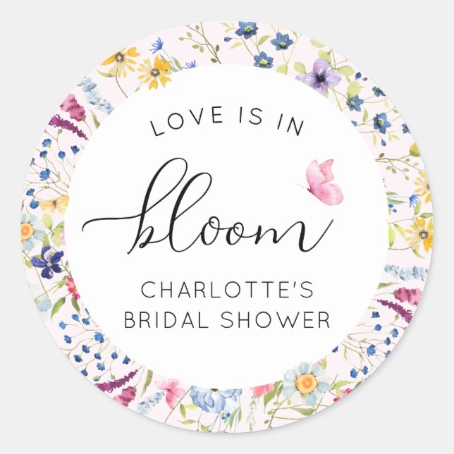 Love is in Bloom Floral  Classic Round Sticker (Front)