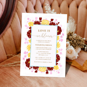 love is in bloom floral elegant bridal shower invitation