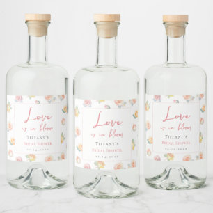 Love is in Bloom Floral Garden Bridal Shower  Liquor Bottle Label