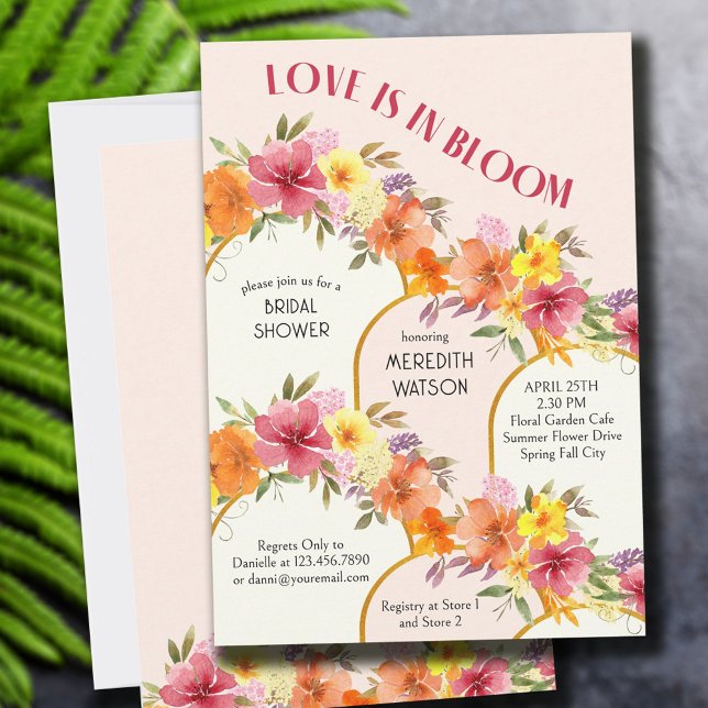 Love is in Bloom Floral Gold Arch Bridal Shower Invitation (Creator Uploaded)