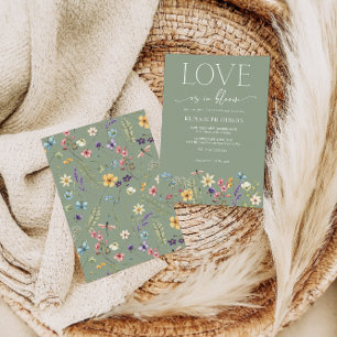 Love Is In Bloom Floral Sage Green  Bridal Shower Invitation