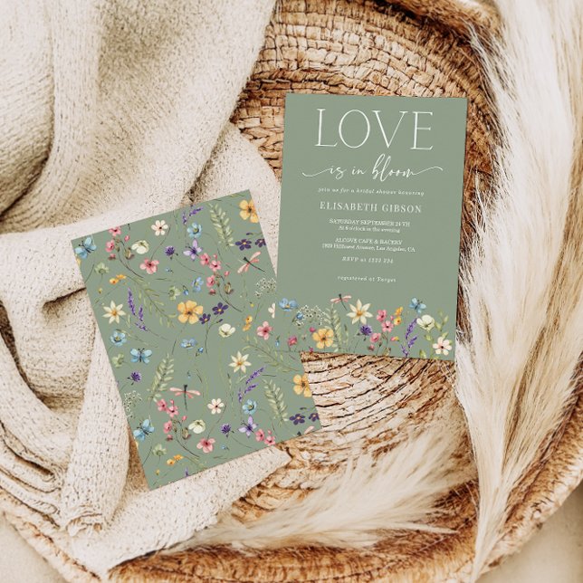 Love Is In Bloom Floral Sage Green  Bridal Shower Invitation (Creator Uploaded)
