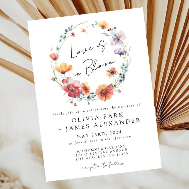 Love is in Bloom Floral Wreath Wedding Invitation (Creator Uploaded)