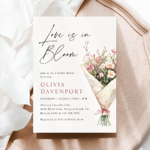 Love is in Bloom Flower Bouquet Bridal Shower Invitation