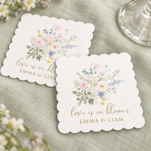 Love is in Bloom Garden Floral Wedding Paper Coaster
