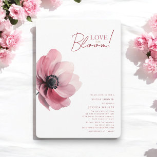 Love is in bloom minimal floral bridal shower  invitation